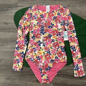 Roxy Swim Womens XL Floral Bloomin Babe Onesie One Piece Long Sleeve Rash Guard
